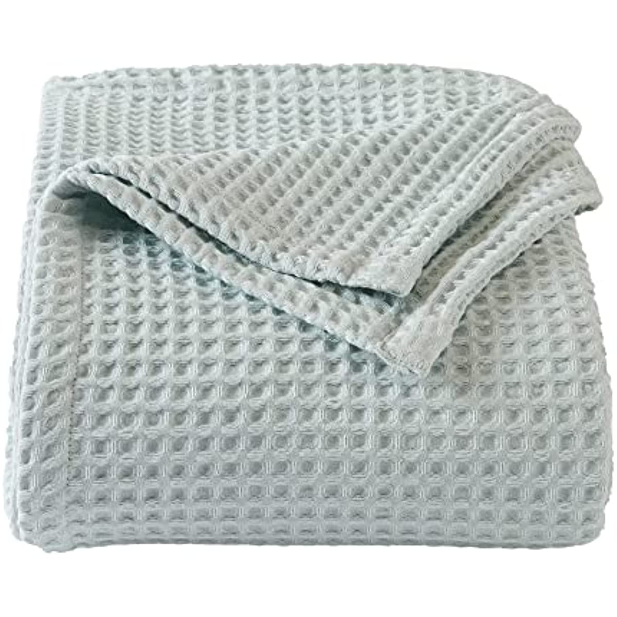 100% Cotton Waffle Weave Bed Blanket Soft, Breathable, and Lightweight Blanket for All-Season | Perfect for Layering | Brielle Collection (King, ICY Blue)