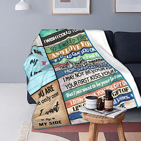 to My Husband Blanket Love Letter Husband Gifts Soft Micro Fleece Flannel Throw Blanket Warm Blanket for Bed Couch Living Room(50"x40")