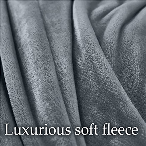 Luxurious Soft Fleece Bed or Throw Blanket, Queen 90x90 Warm Velvet Plush Blankets, Comfy Lightweight Cozy Bedding, Washable Home Décor Throws for Sofa Couch, Bedroom Dorm Room, Gray Blue