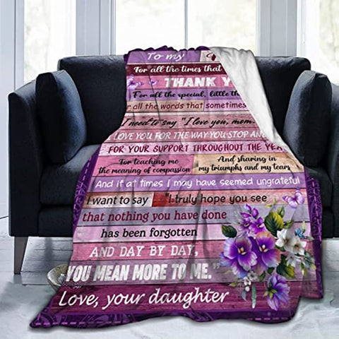 Gifts for Mom to My Mom Throw Blanket Mothers Day Blanket Gifts for Mom from Daughter Flowers Ultra-Soft Micro Fleece Blankets Birthday Gifts for Bed Couch Travel Beach 50"x60"