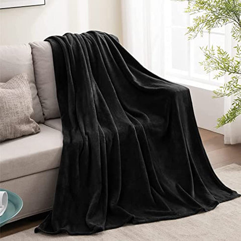 Fleece Blankets Black Throw Blankets for Couch & Bed, Plush Cozy Fuzzy Blanket 50" x 60", Super Soft & Warm Blankets for Spring and Summer
