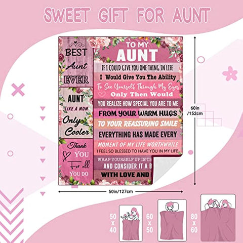 Aunt Gift, Mother's Day Blanket Gifts for Aunt, Aunt Gifts from Niece Nephew, Best Aunt Ever Gifts, Birthday Gifts for Aunt, Funny Aunt Gifts, Meaningful Gift for Aunt - Blanket 60" X 50"