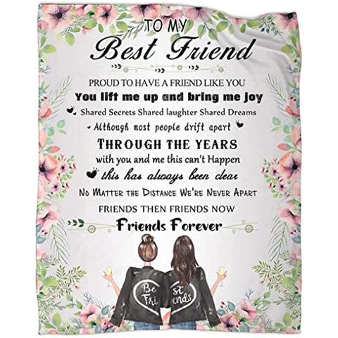 to My Best Friend Blanket for Women Ultra Soft Flannel Throw Blanket for Friends BFF Bestie Girls Birthday Anniversary 50 x 60 Inch