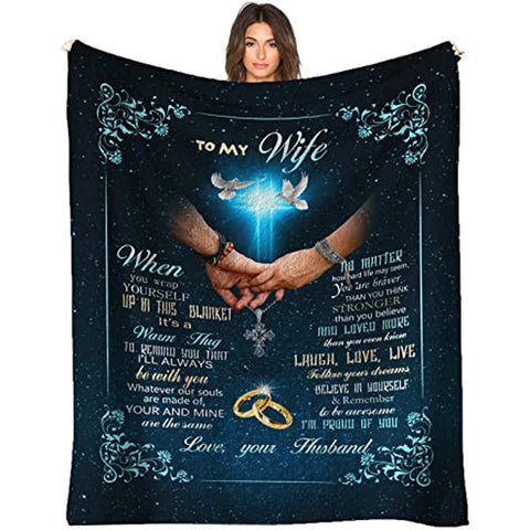 to My Wife Blanket from Husband, Birthday Gifts for Wife, Soft Throw Blanket Gifts for Her, Wife Birthday Gift Ideas,Best Christmas Valentines Wedding for Wife 60''x50''