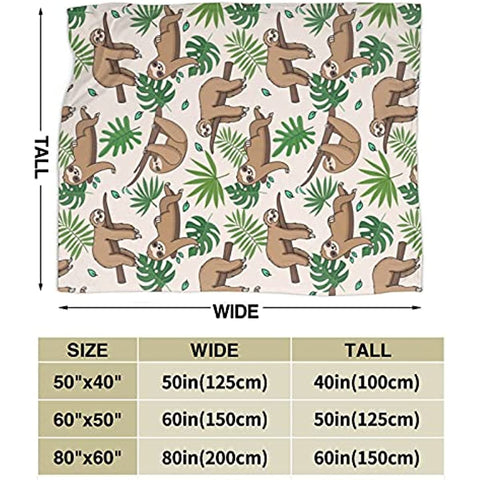 Cute Sloth Throw Blanket Flannel Fleece Bed Blanket Cozy Air Conditioning Blanket Plush Blanket for Bedroom Living Sofa Car 50"x40"