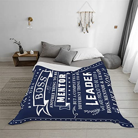 Boss Gifts for Men Blanket Boss Day Gift Birthday Christmas Retirement 50X60in Flannel Throw Blanket, Blue