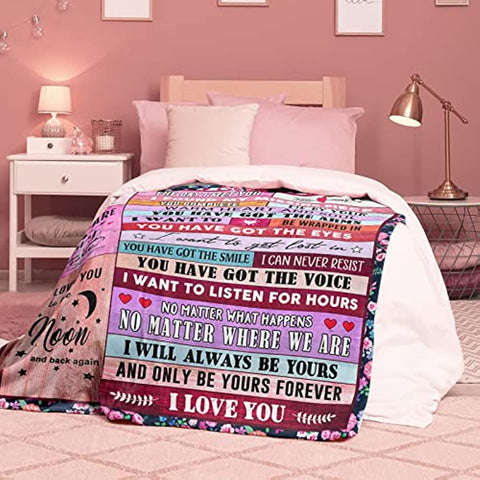 Gifts for Girlfriend Cute Anniversary Birthday I Love You Gifts for Her to My Girlfriend Blanket Romantic Mothers Day Christmas Valentines Long Distance Present from Boyfriend Bed Throw 60"x50"