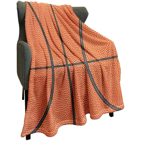 Sports Fleece Blanket 50" x 60" Basketball Texture Lightweight Fuzzy Cozy Soft Warm Throw for Man Boy Teen, Air Conditioning