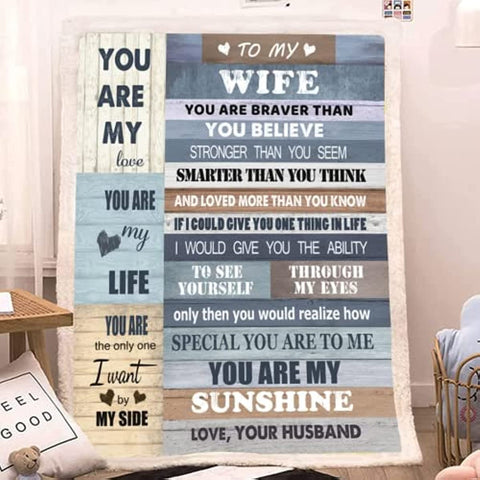 to My Wife Blanket Wedding for Wife Birthday Gifts from Husband Happy for Her Romantic Present Valentines Day (50x60,Sherpa,Th Year)