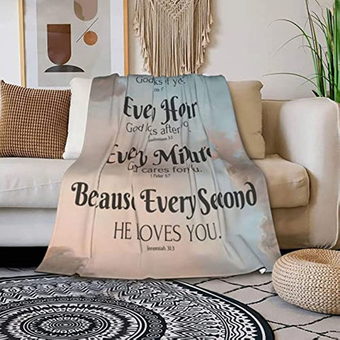 Bible Verse Blanket with Inspirational Thoughts and Prayers- Religious Throw Blanket Soft Lightweight Cozy Plush Warm Blankets for Women Men Gift 40"X 50"