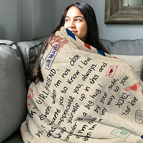 Gifts for Girlfriend 60"x50" Blanket - Birthday Gift from Boyfriend - Romantic Gifts for Her - Valentine's Day for Her - Girlfriend Anniversary Present - GF Birthday Graduation Gift Ideas