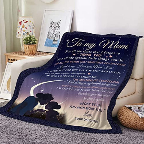 to My Mom Blanket from Daughter - Meaningful Gifts for Mom 60"x50", Fleece Throw Blankets Birthday Gifts for Women - Mom Gifts Ideas from Kids for Her Birthday, Mothers Day or Christmas