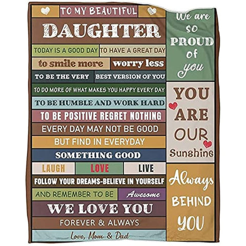 to My Daughter Blanket from Mom Dad Flannel Throw Blankets for Couch Bedroom Sofa Warm Girl Birthday Gifts 50x60in