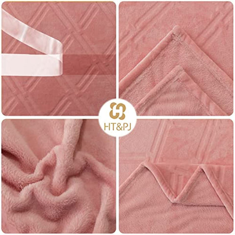 Throw Blanket Super Soft Cozy Lightweight Flannel Fleece Blankets for Bed, Sofa, Couch, Living Room All Seasons - Pink, 50x60in