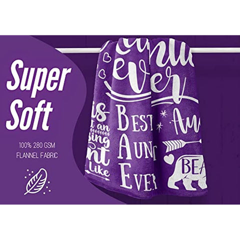 Aunt Gifts from Niece, Nephew, Best Auntie Ever Gifts Blanket for Aunt, Birthday Gifts Flannel Blankets for Women- 50"x 65"- Purple