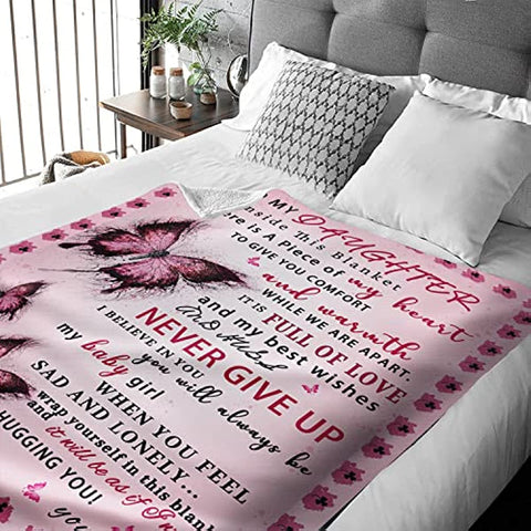 Daughter Blanket from Mom, Daughter Gifts for Birthday, Gifts for Daughter Graduation Blanket, Mother to Daughter Throw Blanket 60"x50"
