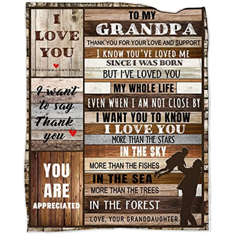Grandpa Gifts Gifts for Grandpa Blanket 50"x60", Grandpa Birthday Gifts from Granddaughter Soft Cozy Flannel Throw Blanket Christmas for Grandfather