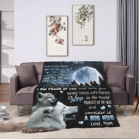 To My Son Blanket from Mom Birthday Gifts Graduation Gifts for Son Flannel Blanket for Couch Sofa Bedroom 50"x60"