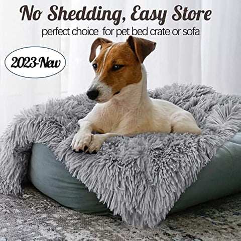 Medium Dog Blanket for Couch Bed Crate, Cozy Reversible Fleece Dog Blanket, Washable Fluffy Throw Blankets 30x40 Inches Grey