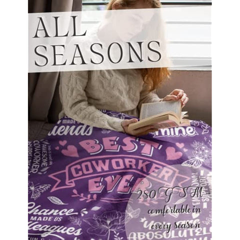 Coworker Leaving Gifts for Women Flannel Blankets Throws, Going Away Gift for Coworker, Leaving Farewell New Job Presents (50"x 65") - Purple - Best Coworker Ever