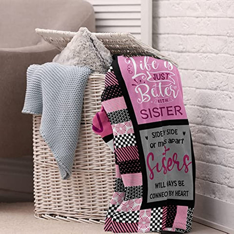 Sister Gifts Throw Blanket 50"x60" - Sister Birthday Gifts from Sister - Sisters Gifts from Sister - Happy Birthday Gifts for Sister - Gifts for Sister - Sister Blanket - Best Sister Gift Idea