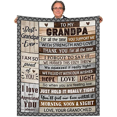Grandpa Gift Blanket, Mothers Day Blanket for Grandpa, Blanket for Grandpa, Grandpa Gifts from Granddaughter Grandson Blanket 60" x 50" -Grandpa Birthday