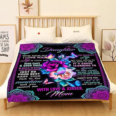 Daughter Blankets from Moms Daughter Birthday Gifts My Daughter Blanket Soft Fuzzy Bed Throws Blankets Presents for Christmas Birthday Thanksgiving Day 60x80 Inch