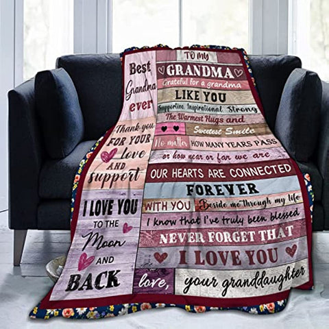 Grandma Gifts Blankets from Granddaughter Mothers Day Blanket Gifts for Grandma Birthday Gifts for Grandma Christmas Thanksgiving Gifts Ideas Throw Blankets 50"x60"