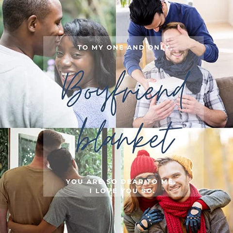 Boyfriend Blanket, Boyfriend Gifts, Best Boyfriend Ever, Love Sayings Flannel Blanket for Boyfriend, Soft Throw Blanket for Him, Gay Couple, BF, Man, Lovers - Blue 50 x 65 Inches