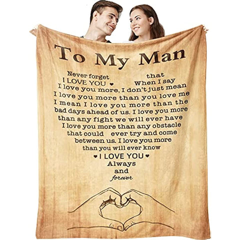 Gifts for Boyfriend Husband Blanket, I Love You Gifts for Him, Romantic Gifts for Men, Anniversary Birthday Gifts for Boyfriend, Valentines Day Gifts for Boyfriend Throw Blankets 50"X60"