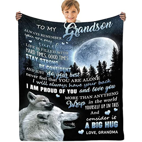 To My Grandson Blankets from Grandma Birthday Gifts for Granson from Grandma for Grandson Flannel Soft Fleece Bed Blanket 50X60in
