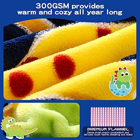 Glow in The Dark Dinosaur Blanket for Boys,Dinosaur Gifts for Boys 1-12 Year Old,Dinosaur Toys for Toddler Kids Teens,Room Decor Birthday Easter Christmas Thanksgiving Gifts for Boy