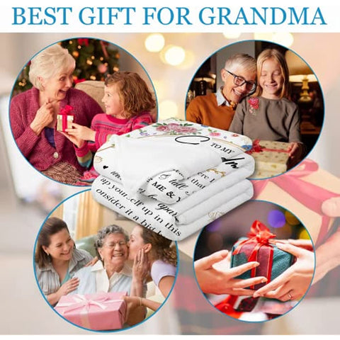 Grandma Gifts, Blankets for Grandma, Gifts for Grandma Mom Form Granddaughter Grandkids Grandson Grandchildren, Grandma Gifts for Birthday Christmas New Year Blanket Throw