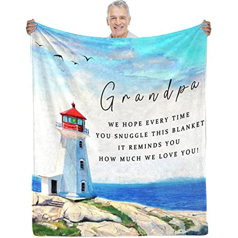 to My Grandpa Blankets from Grandkids Birthday Gifts for Grandpa from Granddaughter Blankets and Throws, Ultra Soft Quilt Flannel Fleece Bed Blankets 50" 60"