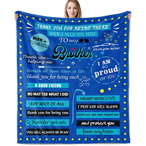Gifts for Brother Fathers Day Blanket - Brother Gifts from Sister - Brother Gifts - Gifts for Brother Adult - Brother Birthday Gift - Big Brother Gift Throw Blankets 60x50 Inch