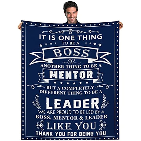 Boss Gifts for Men Blanket Boss Day Gift Birthday Christmas Retirement 50X60in Flannel Throw Blanket, Blue