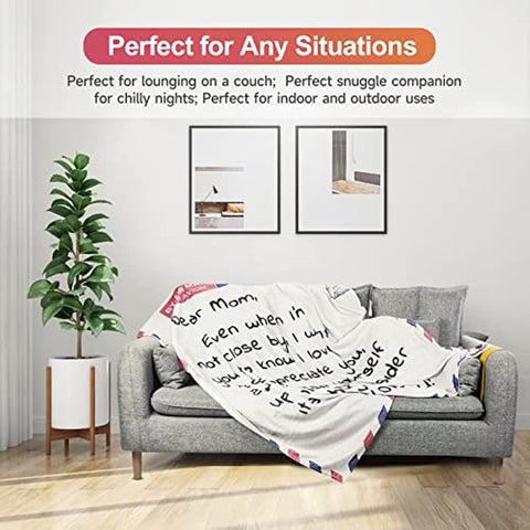 Best Birthday Gifts for Mom from Daughter Son, Premium Dear Mom Blanket Presents for Mother's Day, Christmas, Valentine's Day, Soft & Cozy Flannel Throw Blanket, Moms Bed Blanket Gift