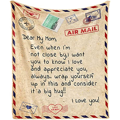 Best Gifts for Mom Happy Birthday Gifts for Mom from Daughter Son Christmas Thanksgiving Valentines Mothers Day to My Mom Blanket Gifts for Her Love Letter Super Soft Throw for Couch Sofa 60"x50"