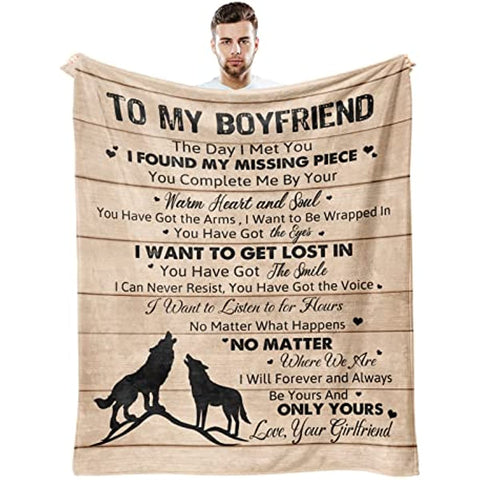 Boyfriend Gifts from Girlfriend, Gifts for Boyfriend Blanket 60"x50", Boyfriend Birthday Gift, Sentimental Gifts for Boyfriend, Boyfriend Gifts Ideas for Anniversary Christams Volentines Fathers Day