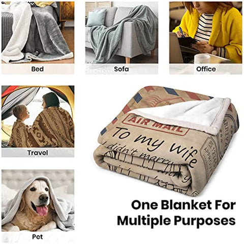 Wife Gifts Blanket, My from Husband, to Blanket Letter Personalized for Her Wedding Anniversary Romantic Throw Husband,Birthday Letter to Wife Blanket Large (60x80 inches)