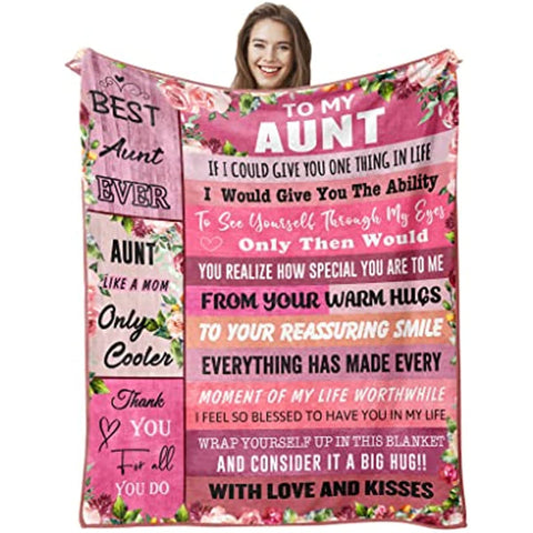 Aunt Gift, Mother's Day Blanket Gifts for Aunt, Aunt Gifts from Niece Nephew, Best Aunt Ever Gifts, Birthday Gifts for Aunt, Funny Aunt Gifts, Meaningful Gift for Aunt - Blanket 60" X 50"