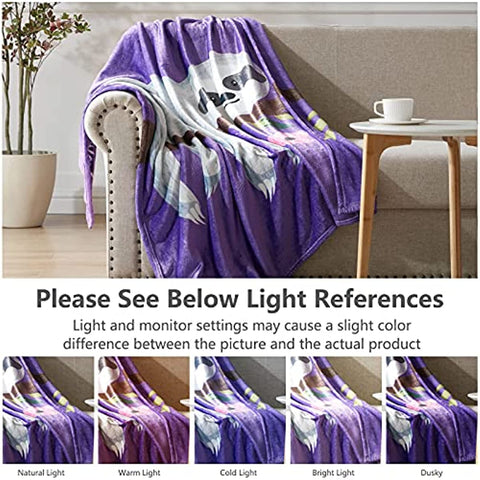 Flannel Fleece Throw Blanket, Super Soft Plush Throw for Couch Bed, Cute Sloth Blankets Gift for Women Kids, 50''x60''