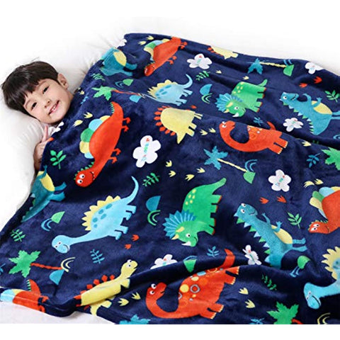 Dinosaur Blanket for Boys, Kids Dinosaur Throw Blanket for Boys and Girls, Fluffy Cozy Dinosaur Fleece Blanket with Vibrant Colors and Cute Design, Soft and Warm Throw Blanket - 50x60 Inches
