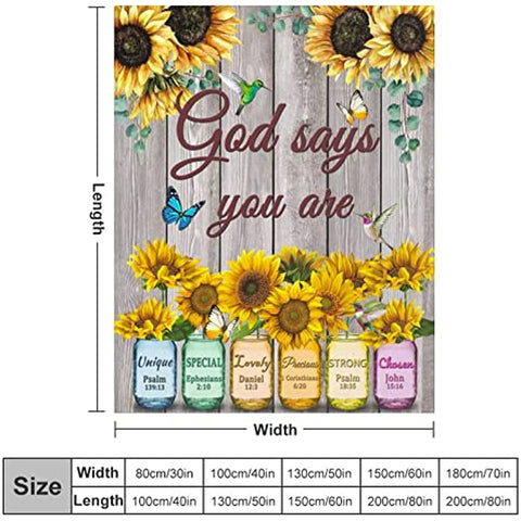 Christian Blanket with Inspirational Thoughts and Prayers Religious Bible Verse Throw Blanket Ultra Soft Warm Flannel Blankets for Women Men Gifts 50"X 40"