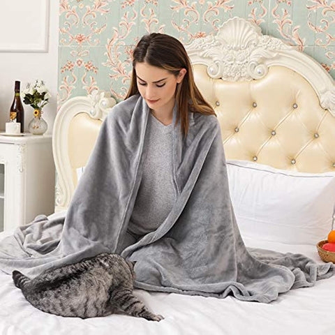 Fleece Blanket Throw Size Grey Lightweight Super Soft Cozy Luxury Bed Blanket Microfiber Factory Shop