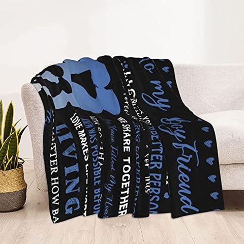 Gifts for Boyfriend Blanket, I Love You Gifts for Him, Boyfriend Birthday Gift, Romantic Anniversary Valentine's Day for Boyfriend Man (B-kiss, 50x60)
