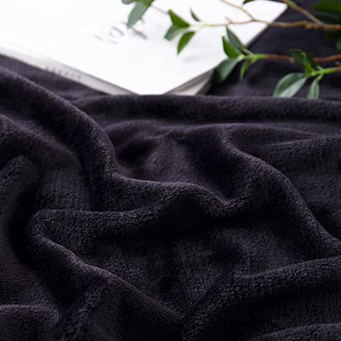 Fleece Throw Blanket Super Soft Cozy Warm Lightweight Throw for Sofa Couch Luxury Decorative Velvet Pattern Bed Blanket, 50"x60", Black