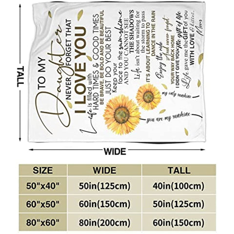 Fleece Blanket to My Daughter Printed Quilts Mom for Daughter's Blanket Positive Encourage and Love mom Flannel Blanket Gifts (40 * 50 inch,10)