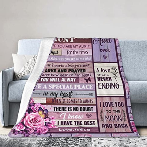 Auntie Gifts from Niece, Aunt Birthday Throw Blanket Gifts Soft Fleece Mother's Day Blankets for Travel Beach 50" x 60"