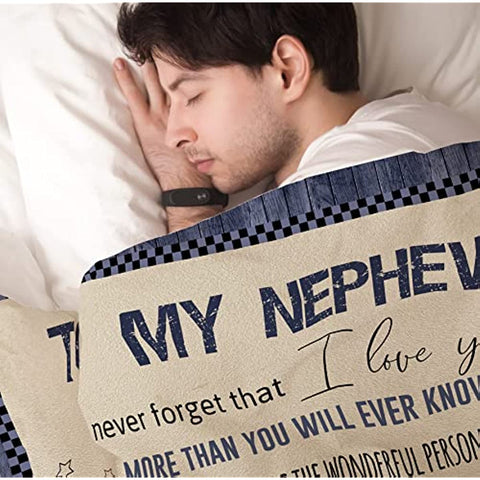 Nephew Gifts from Auntie 60"×50" Blanket, Nephew Gifts for Graduation, Birthday Gifts for Nephew from Aunt, Unique Gift for Nephew from Uncle, Best Gifts Idea for Nephew